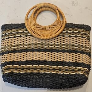 Woven Stylish Black and Tan Women's Bag